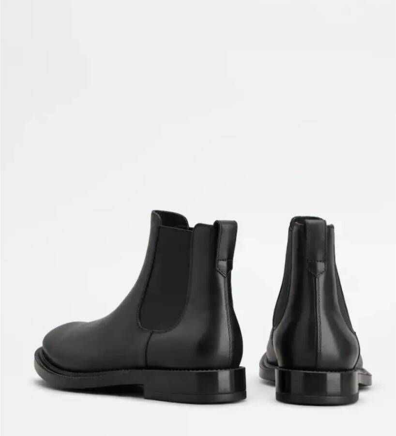 TOD'S Zwarte Leren Enkellaarzen Black Heren