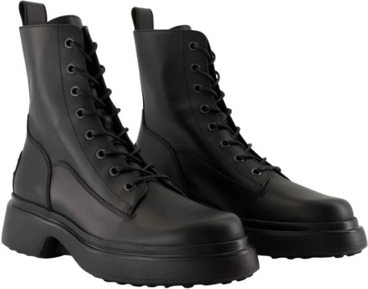 Tod's Zwarte leren enkellaarzen Ronde neus