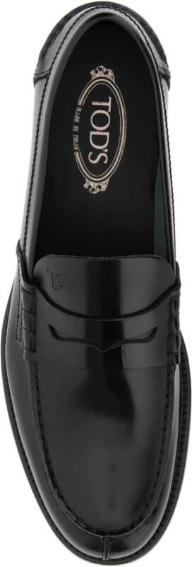 TOD'S Zwarte leren loafers Black Heren