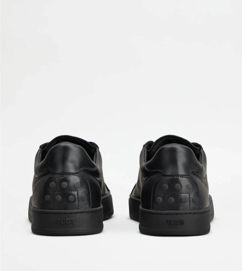 TOD'S Zwarte Leren Minimalistische Sneakers Black Heren