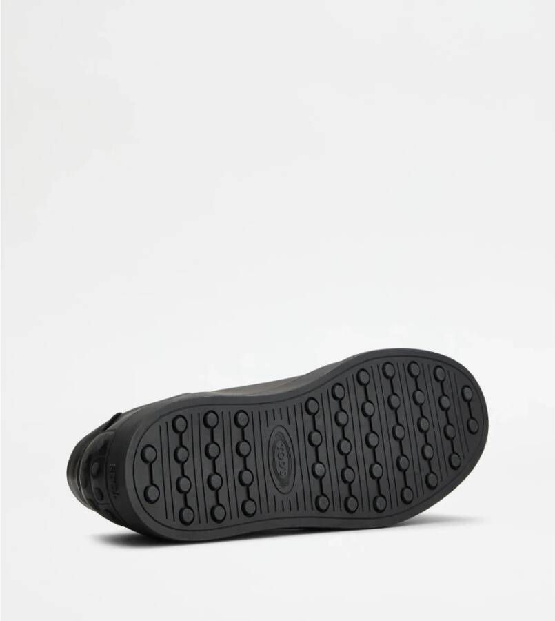 TOD'S Zwarte Leren Minimalistische Sneakers Black Heren
