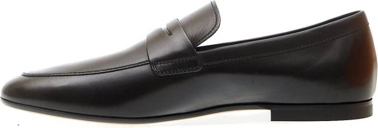 TOD'S Zwarte leren mocassin met leren zool Black Heren