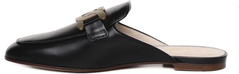 TOD'S Zwarte leren muiltjes met kettingdetail Black Dames - Foto 9