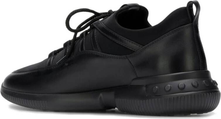 TOD'S Zwarte Leren Sneakers met Logopatch Black Heren