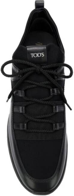 TOD'S Zwarte Leren Sneakers met Logopatch Black Heren