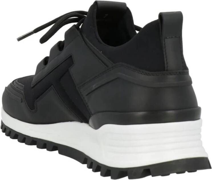 TOD'S Zwarte Leren Sneakers met Twee-Tinten Zool Black Heren