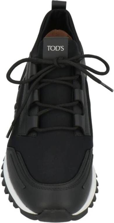 TOD'S Zwarte Leren Sneakers met Twee-Tinten Zool Black Heren