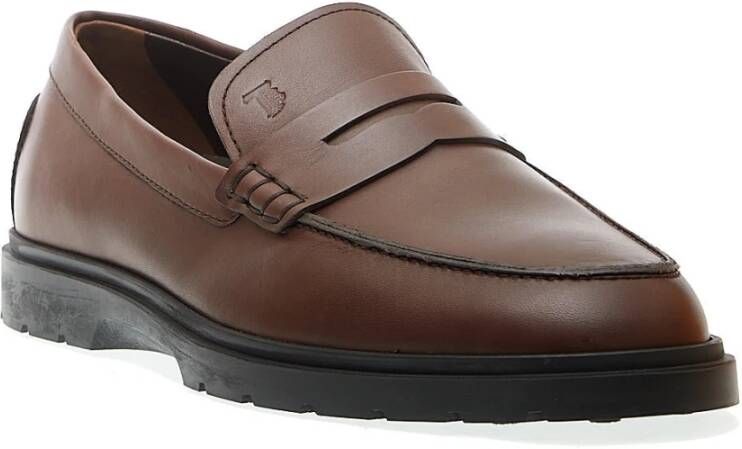 TOD'S Zwarte leren loafers stijlvol ontwerp Brown Heren