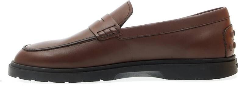 TOD'S Zwarte leren loafers stijlvol ontwerp Brown Heren