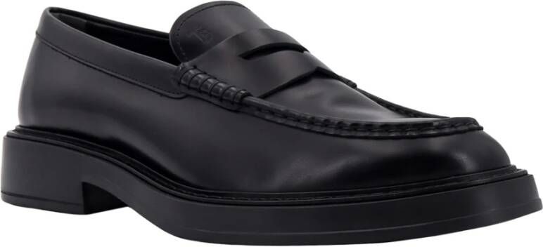 TOD'S Zwarte Loafer Schoenen met Gegraveerd Logo Black Heren