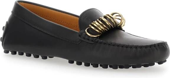 TOD'S Zwarte Loafers met Ringdetail Black Dames