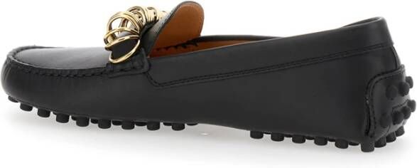 TOD'S Zwarte Loafers met Ringdetail Black Dames