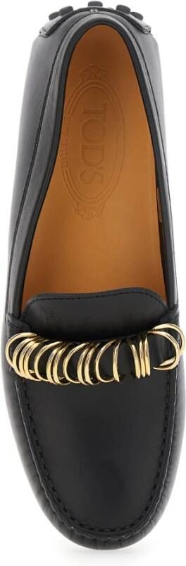 TOD'S Zwarte Loafers met Ringdetail Black Dames