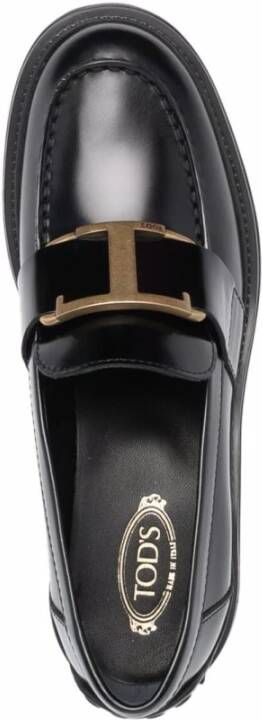 TOD'S Zwarte platte schoenen Logo Plaque Black Dames