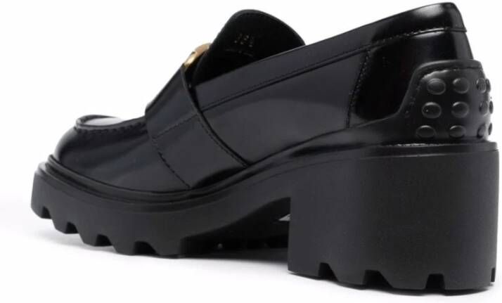 TOD'S Zwarte platte schoenen Logo Plaque Black Dames