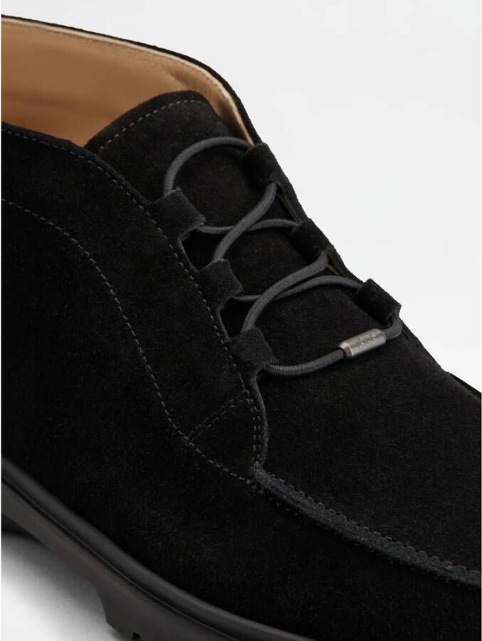 Tod's Zwarte Suède Enkellaarzen Elastisch Koord
