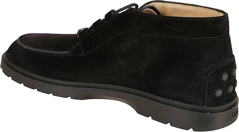 Tod's Zwarte Suède Platte Enkellaars
