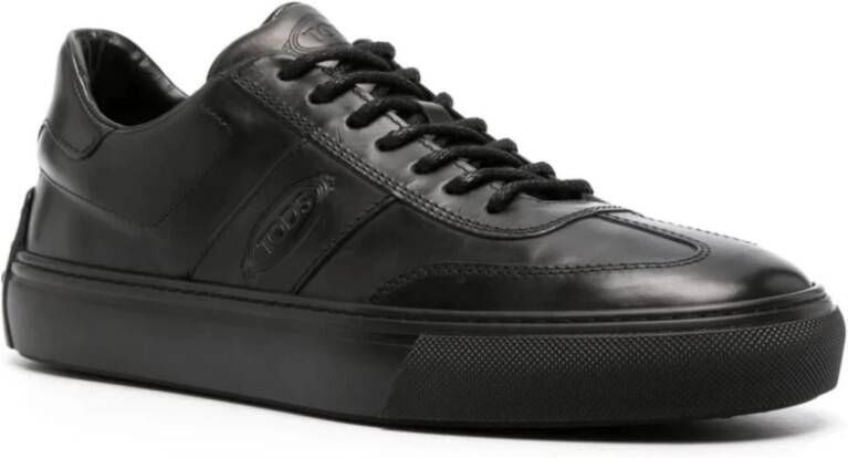 TOD'S Zwarte Vintage Leren Sneakers Black Heren