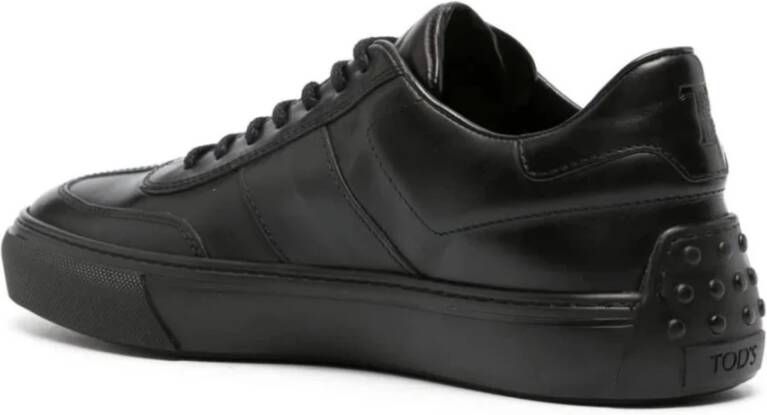 TOD'S Zwarte Vintage Leren Sneakers Black Heren