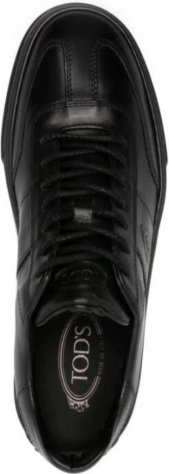 TOD'S Zwarte Vintage Leren Sneakers Black Heren