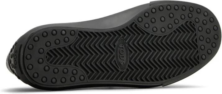 TOD'S Zwarte Vintage Leren Sneakers Black Heren