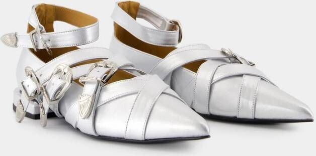 Toga Pulla Zilveren Leren Puntige Ballerina's Gray Dames