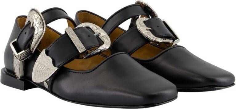 Toga Pulla Zwarte leren ballerina Noir stijl