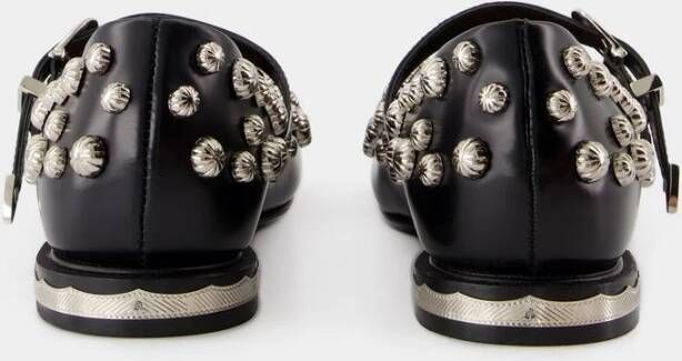 Toga Pulla Zwarte Leren Ballerina's Puntige Neus Black Dames