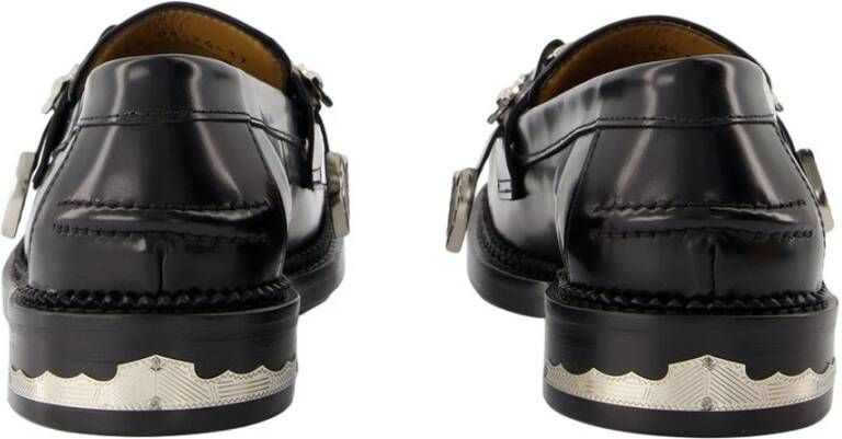 Toga Pulla Zwarte leren loafers met 4 cm hak