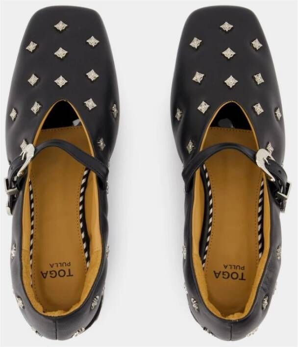 Toga Pulla Zwarte Slip-On Ballerina Rubberen Zool