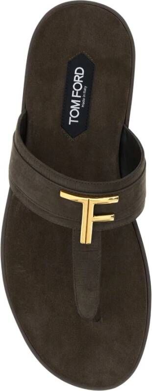 Tom Ford Bruin Leren Sandalen Ss24 Brown Heren