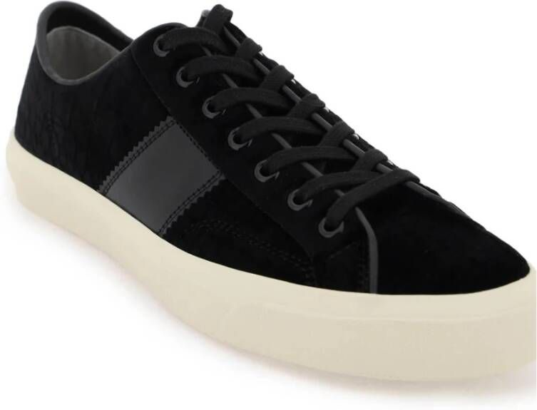 Tom Ford Croco Velvet Sneakers Black Heren