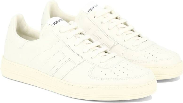 Tom Ford Cambridge Sneakers Leer en Katoen White Heren