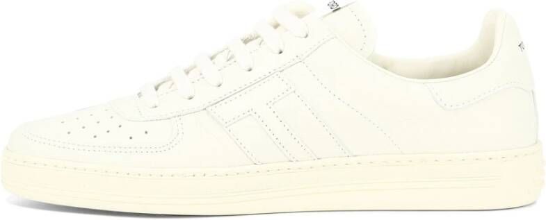 Tom Ford Cambridge Sneakers Leer en Katoen White Heren