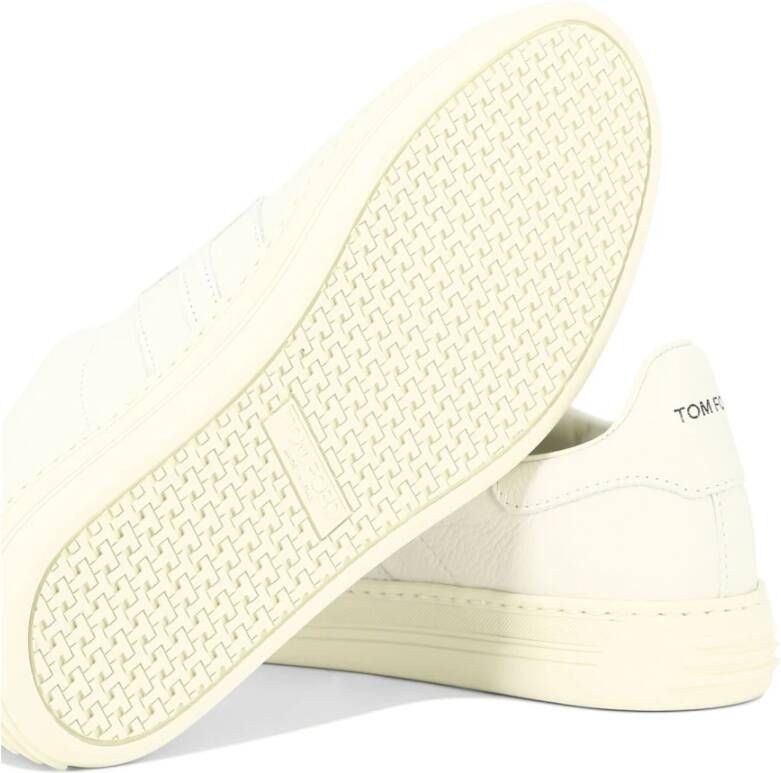 Tom Ford Cambridge Sneakers Leer en Katoen White Heren