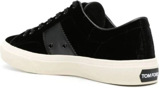 Tom Ford Cambridge Velvet Sneakers Zwart Creme Black Heren