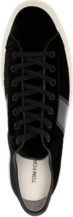 Tom Ford Cambridge Velvet Sneakers Zwart Creme Black Heren