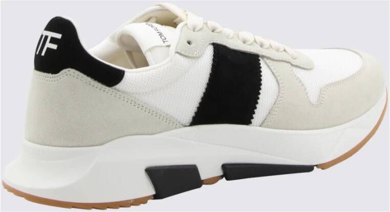 Tom Ford Canvas Sneakers Ivoor Zwart Suède White Heren