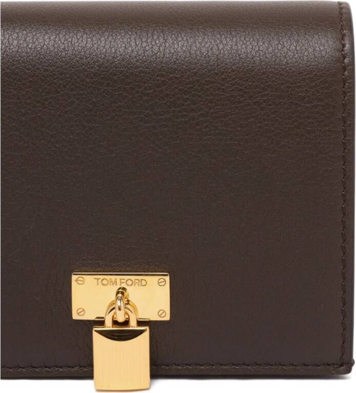 Tom Ford Chocolade Hangslot Compact Portemonnee Bruin