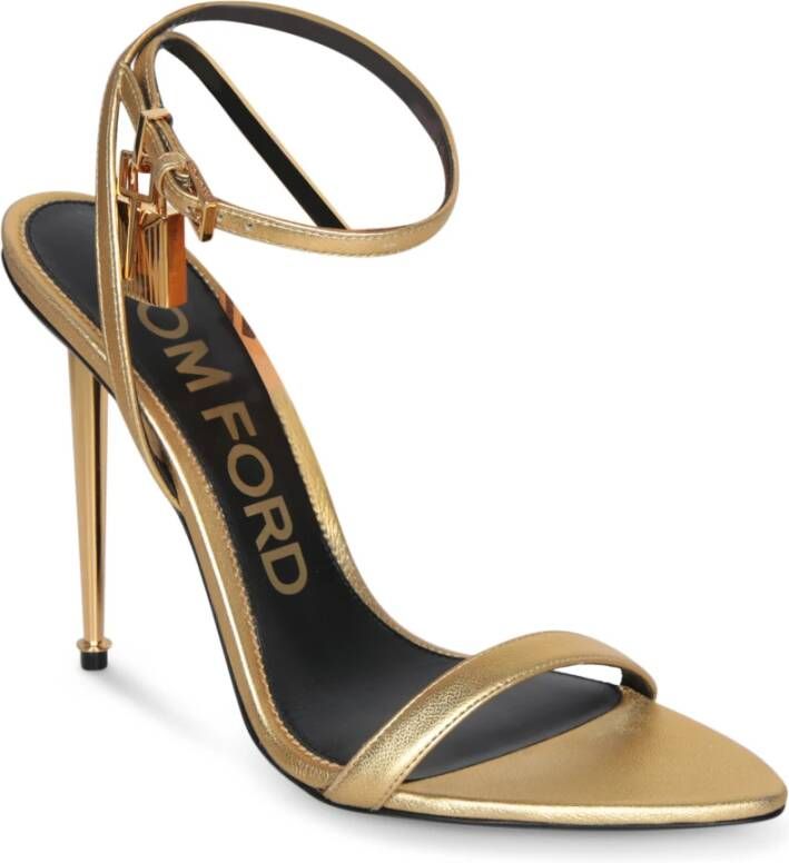 Tom Ford Gouden Enkelband Stiletto Sandalen Yellow Dames