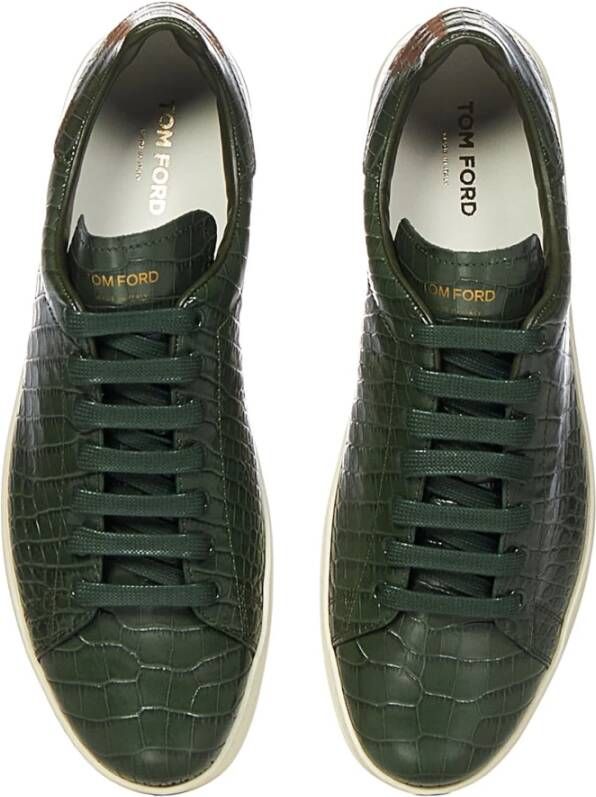 Tom Ford Groene krokodillenprint sneakers Green Heren