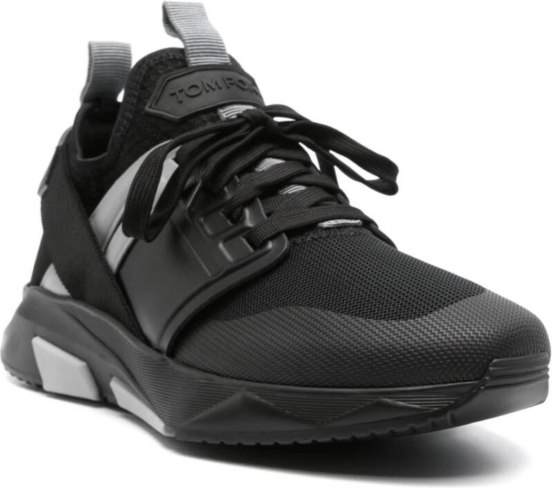 Tom Ford Leren en stoffen sneakers Gemaakt in Italië Black Heren