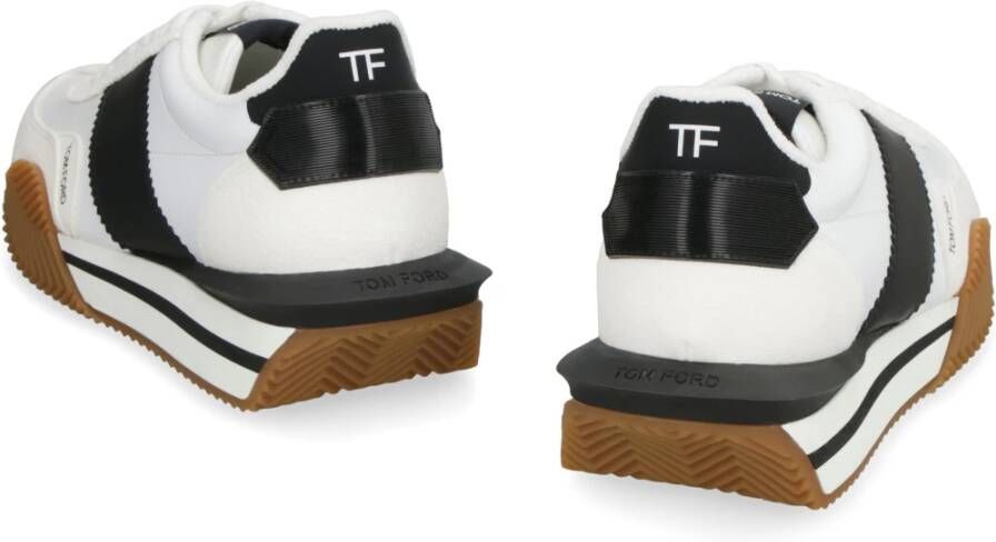 Tom Ford Leren lage sneakers met contrasterende inzetstukken White Heren