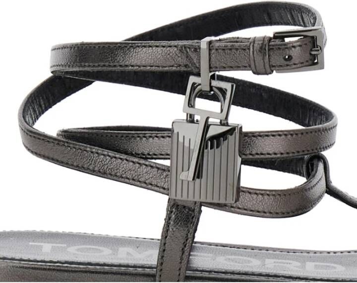 Tom Ford Metallic Lage Sandaal met Hangslot
