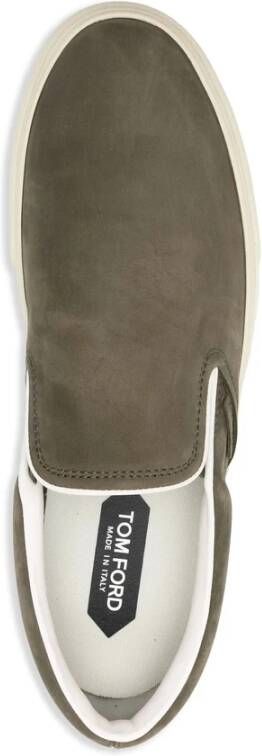 Tom Ford Olijfgroene Slip-On Sneakers