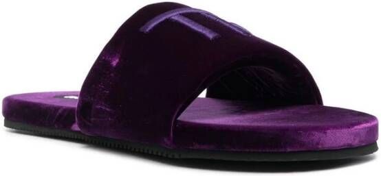 Tom Ford Paarse Monogram Fluweel Sandalen Purple Heren