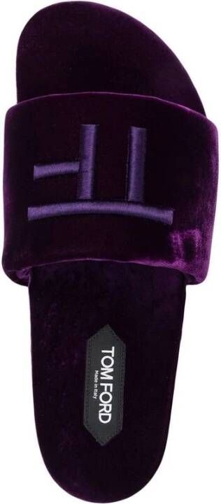Tom Ford Paarse Monogram Fluweel Sandalen Purple Heren