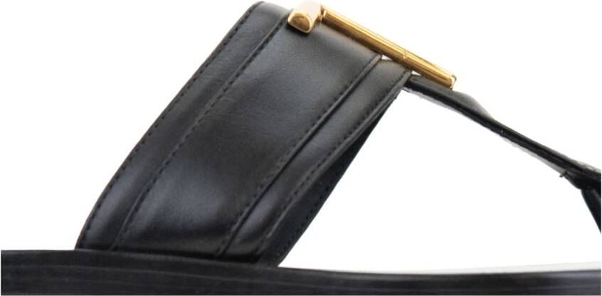 Tom Ford Platte leren sandalen met gouden details