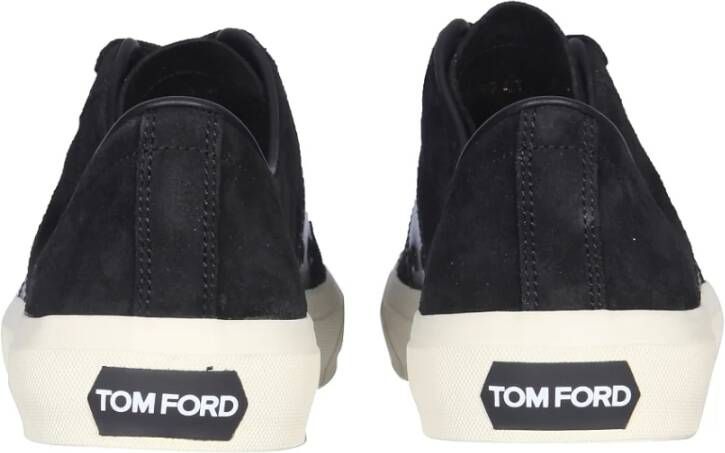 Tom Ford Suede Sneaker met Leren Banden Zwart Heren
