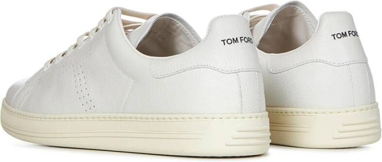 Tom Ford Witte Leren Lage Sneakers Wit Heren